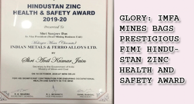 Glory: IMFA mines bags prestigious FIMI Hindustan Zinc Health and Safety Award
