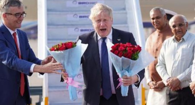 British PM Johnson arrives in India, given grand welcome in Ahmedabad