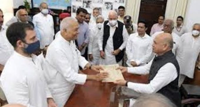 Yashwant Sinha files nomination for Presidential poll