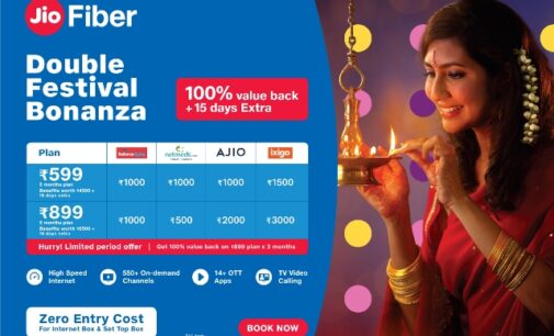 JIOFIBER DOUBLE FESTIVAL BONANZA:100% VALUE BACK + FREE 15 DAYS ADDITIONAL VALIDITY