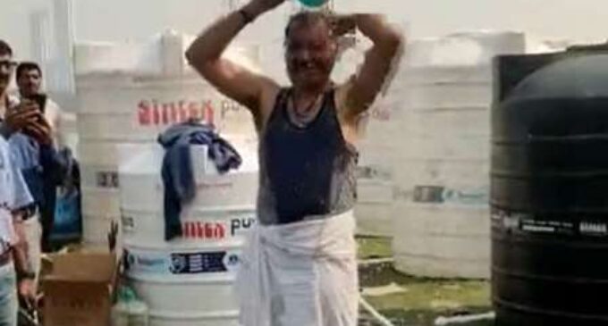 Delhi Jal Board official bathes in Yamuna water amid BJP’s toxic chemicals allegations