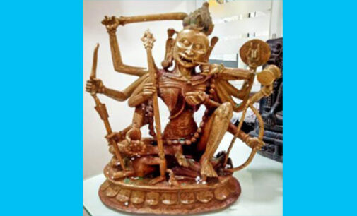 Stolen rare idol from the temple seized at airport in New Delhi  last month yet to be returned to the temple in Jajpur