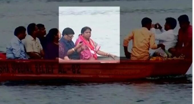 Despite ban, Odisha minister Pramila Mallick’s takes a privileged boat ride to Dhabaleswar