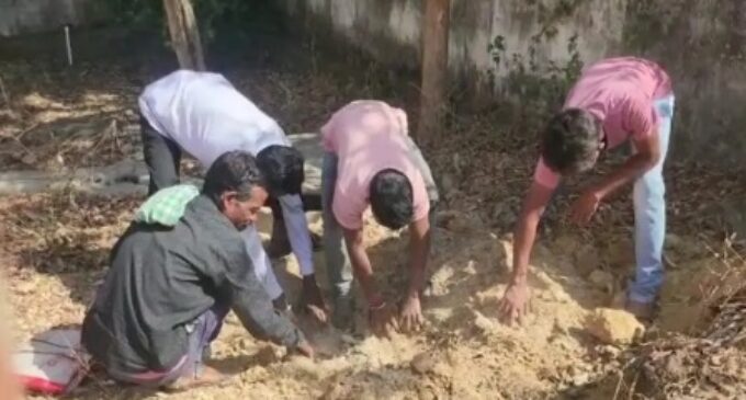 Huge quantity of food grain found buried under earth, villagers demand action