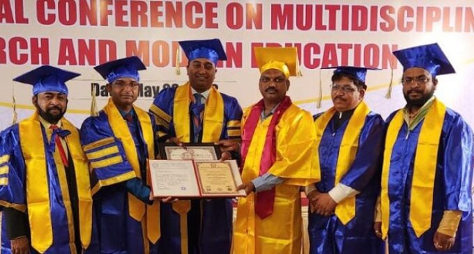 Akshaya Kumar Khemudu, Sub Collector Malkangiri, Receives Doctorate Degree at International Seminar