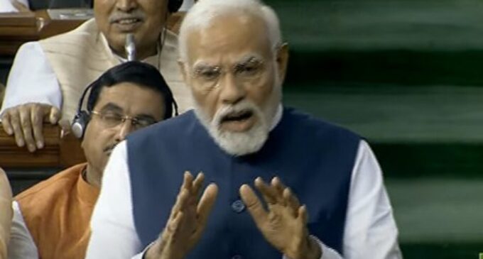 PM Narendra Modi replies to debate on no-confidence motion against his government in Lok Sabha