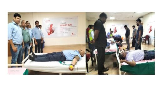 Blood donation camp held at AM/NS Paradip Pellet Plant on World Heart Day