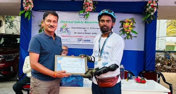 Covers 540 Km on a Bicycle for Electrical Safety; Malkangiri to Berhampur