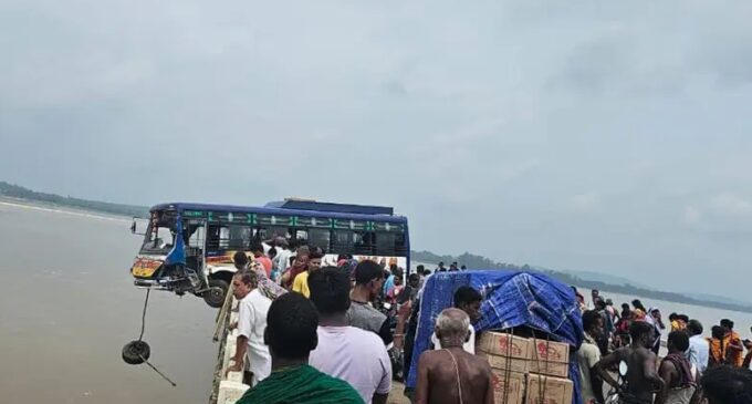 Odisha: Bus dangles off river bridge after mechanical failure, close shave for 35 passengers