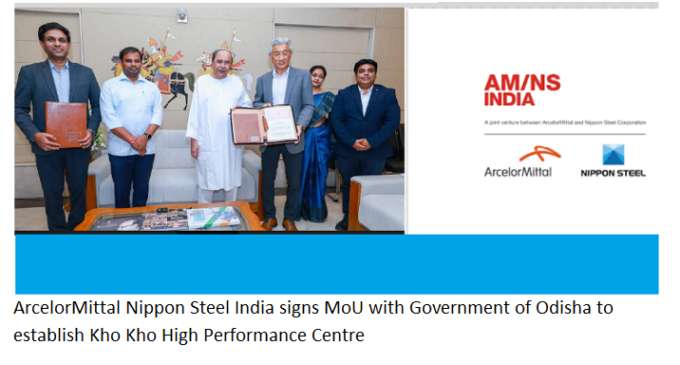 ArcelorMittal Nippon Steel India signs MoU with Government of Odisha to establish Kho Kho High Performance Centre