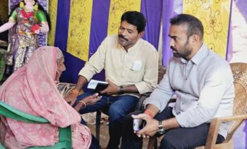 Minister Priti Ranjan Ghadai listening to grievances of an elderly woman in Sukinda on Wednesday