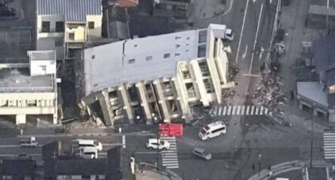 Powerful earthquakes leave at least 13 dead, destroy buildings along Japan’s western coast