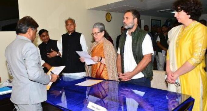 Sonia Gandhi files Nomination for Rajya Sabha from Rajasthan