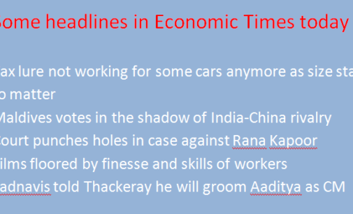Some headlines in Economic Times today
