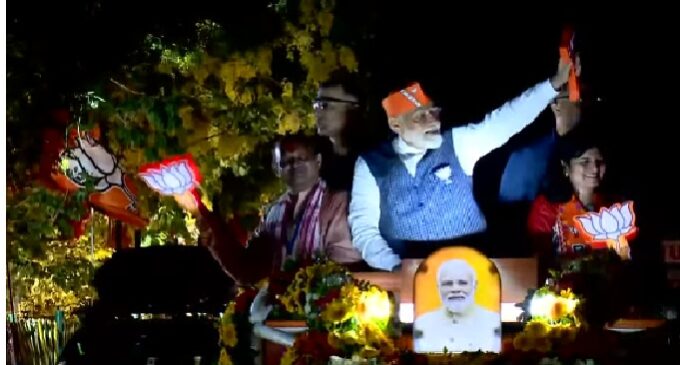 Thousands throng PM Modi mega roadshow in Odisha capital Bhubaneswar