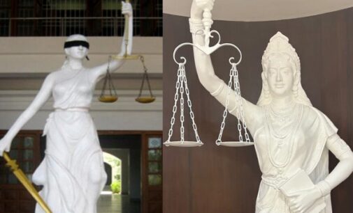 Blindfold off from Supreme Court’s new Statue of Justice