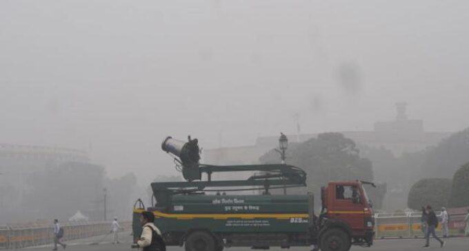 Delhi air quality at season’s worst, thick fog delays flights, schools go online