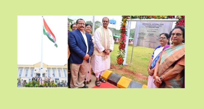 108-foot monumental National Flag unveiled at Rama Devi Women’s University, President Droupadi Murmu’s alma mater