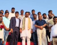 Industries Minister Sampad Swain inaugurates AM/NS developed  Mini Stadium at Paradeepgarh