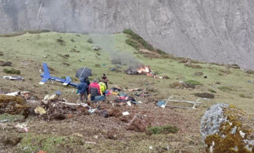 5 dead after private chopper crashes near Bhagirathi River in Uttarakhand