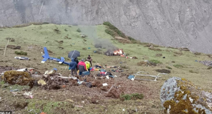 5 dead after private chopper crashes near Bhagirathi River in Uttarakhand