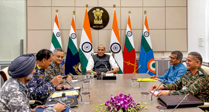 Rajnath reviews security situation and operational preparedness with CDS, three service chiefs