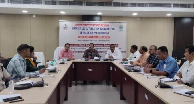 ସଦଭାବନା ସଭାଗୃହ ପ୍ରାକ୍ରୁତିକ ବିପର୍ଯ୍ୟୟ ପରିଚାଳନା ପ୍ରସ୍ତୁତି ସମ୍ପର୍କୀତ ଜିଲ୍ଲା ସ୍ତରୀୟ ଟେବୁଲ୍ ଟପ ବୈଠକ ଅନୁଷ୍ଠିତ