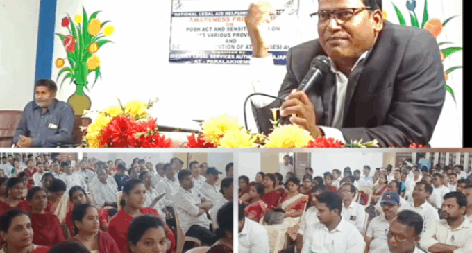 Gajapati:- Awareness Programme on POSH Act and SC & ST (Prevention of Atrocities) Act Held at M.R. Boys’ High School, Paralakhemundi