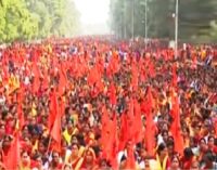 Nearly 50k Anganwadi workers stage protest in Bhubaneswar demanding pay hike, pension