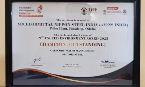 AM/NS India honored with “Outstanding Champion” Award for Water Management Excellence