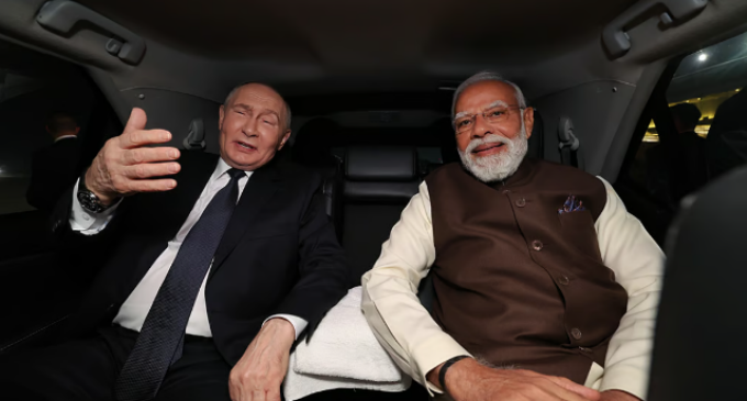 Russian President, Modi arrive at PM’s Lok Kalyan Marg residence for private dinner
