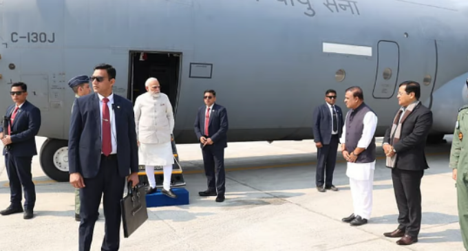 PM Modi makes historic landing at North East’s first emergency landing facility in Assam