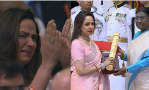 Daughter Ahana breaks down as Hema Malini accepts late Dharmendra’s Padma Vibhushan