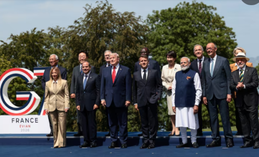 PM Modi takes centre stage with Trump, Macron in front row of G7 leaders