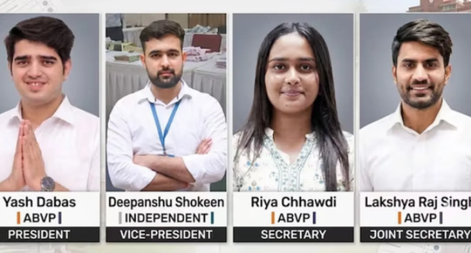 BJP top leaders hail ABVP victory in DU story